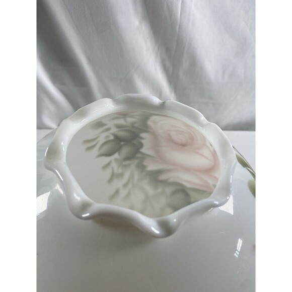 Antique Gone With The Wind Globe Lamp Shade Hand Painted Pink Floral Roses READ - Picture 5 of 14